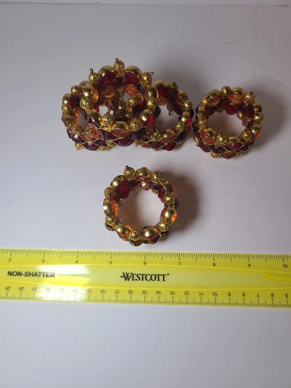 Jeweled Napkin Rings Red And Amber